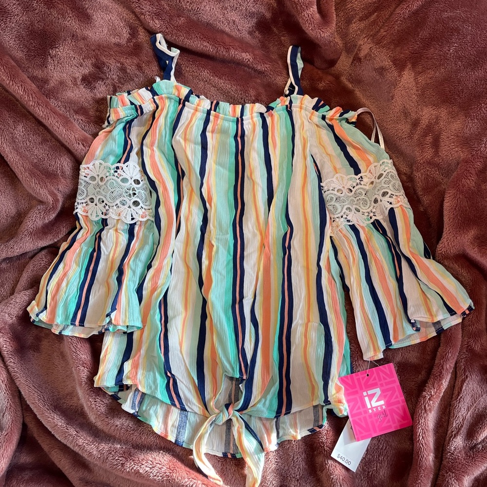 Iz Byer Multicolor Striped Off-Shoulder Blouse